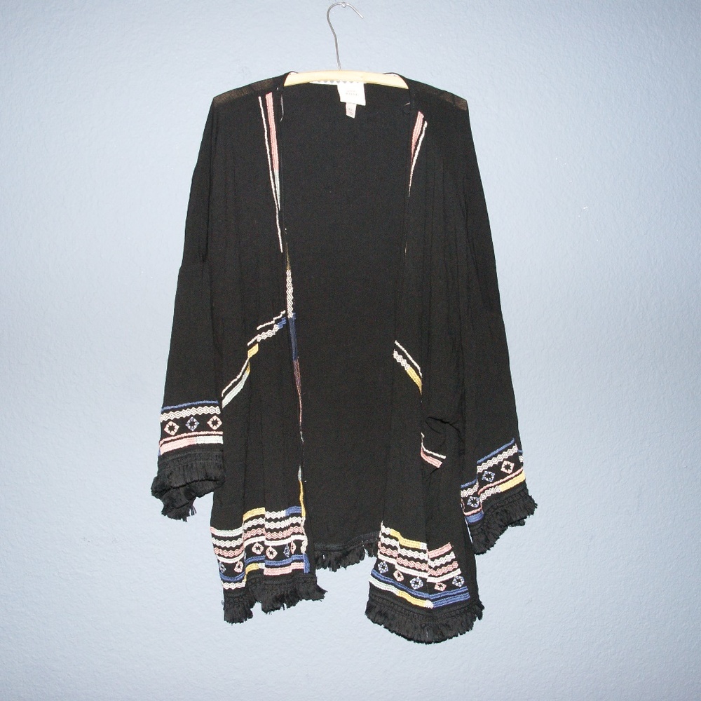 New KNOX ROSE Black Embroidered Kimono Jacket [B6] - Picture 3 of 7